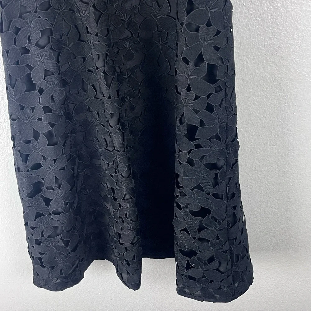J. CREW Black Lace Sweetheart Back Zipper Oversized Straps Midi Dress Size 4